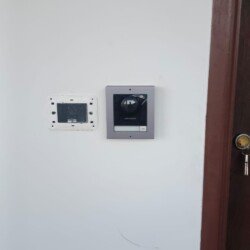 Employee using biometric attendance system